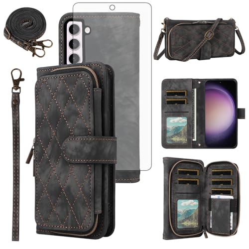 Protection Galaxy S23 avec verre trempé antichoc et rangement zippé