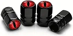 4 tampas de válvula de pneu universais, design visual olho de gato, adequado para carros, motocicletas, caminhões e bicicletas (preto)