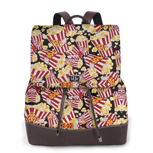 Sac à dos en cuir imprimé popcorn tendance femme sac de jour original et chic