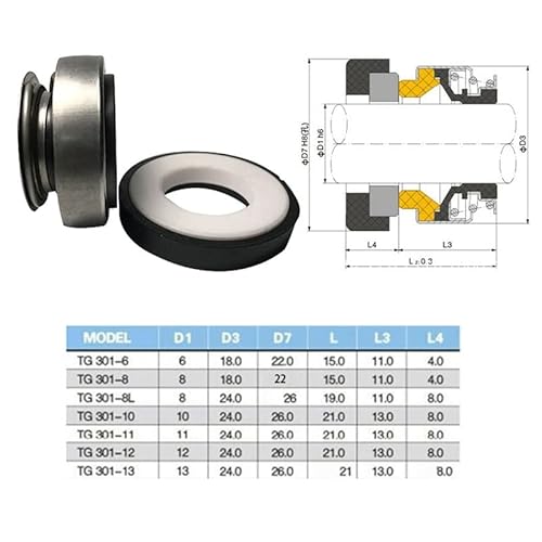 Gathertool 1Pc 301 Series Fit For 8/10/ 12Mm Water Pump Mechanical Shaft Seal For Circulation Pump (Size : 301-12) #TOP5