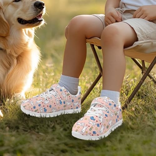 Little Kid Boys Shoes Non Slip Lightweight Breathable Comfortable Sport Athletic Running Tennis Sneakers Cute Cat Fish Flower Pattern（White Sole）2