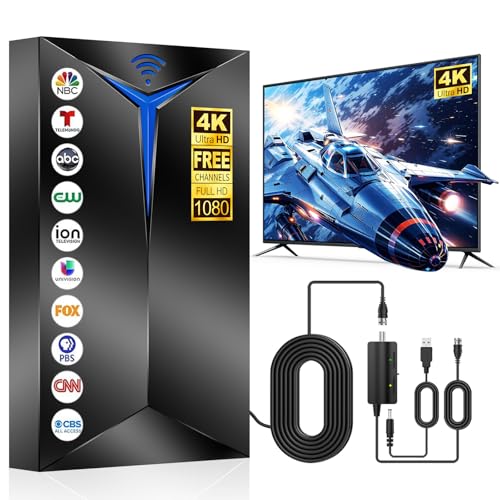 Best Wireless Outdoor Tv Antenna in 2025 7 Wewist 2025 Upgraded TV Antenna with Inline Amplifier, 2200+ Miles Long Range for Local Channels, Indoor Outdoor HDTV Antenna for Smart TV - Clear Reception for 8K 4K 1080P, 26ft Cable