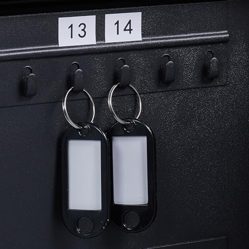 Relaxdays Schlüsselkasten, abschließbar, 48 Haken, mit Schlüsselanhängern, HxBxT: 25 x 18 x 8 cm, Schlüsselbox, schwarz