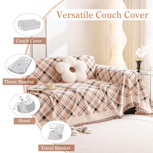 jianyana Sofa Covers Soft Durable Reversible Chenille Sofa Slipcover Couch Covers Modern Plaid Universal Furniture Protector for 1 2 3 4 Seater Sofa Loveseat L-shape Corner Futon Sofas - Image 4