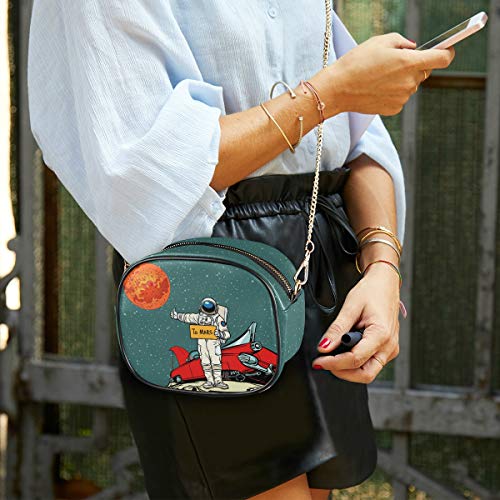 ALAZA PU Leather Small Crossbody Bag Purse Wallet Pop Art Retro Astronaut Space Cartoon Cell Phone Bags with Adjustable Chain Strap & Multi Pocket3
