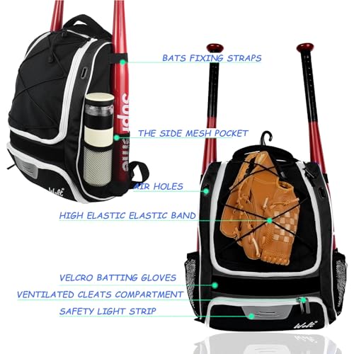 Bolsas de bate de béisbol con compartimento principal grande impermeable 4