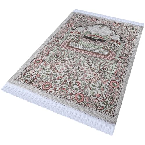 Risipu Muslim Prayer Rug Portable Prayer Mat for Praying Men Women and Kids Prayer Set Prayer Rugs Islam Eid Ramadan Gift Soft and Luxury (TF)