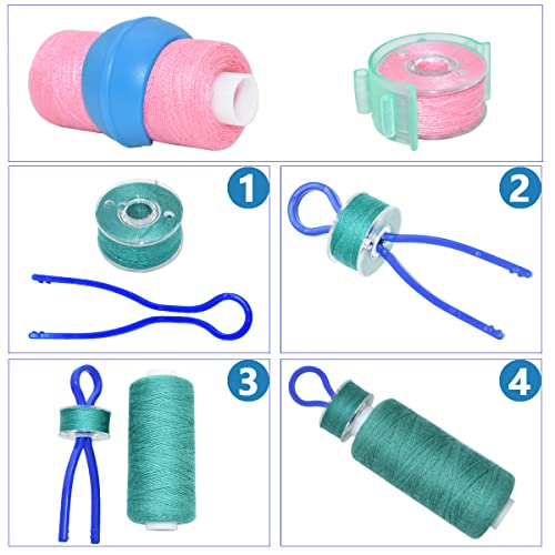 142 Pcs Bobbin Thread Organizing Clips, 70 Bobbin Holder Clips Color Thread Clips Holder, 32 Silicone Holder Bobbin Holders - Image 3