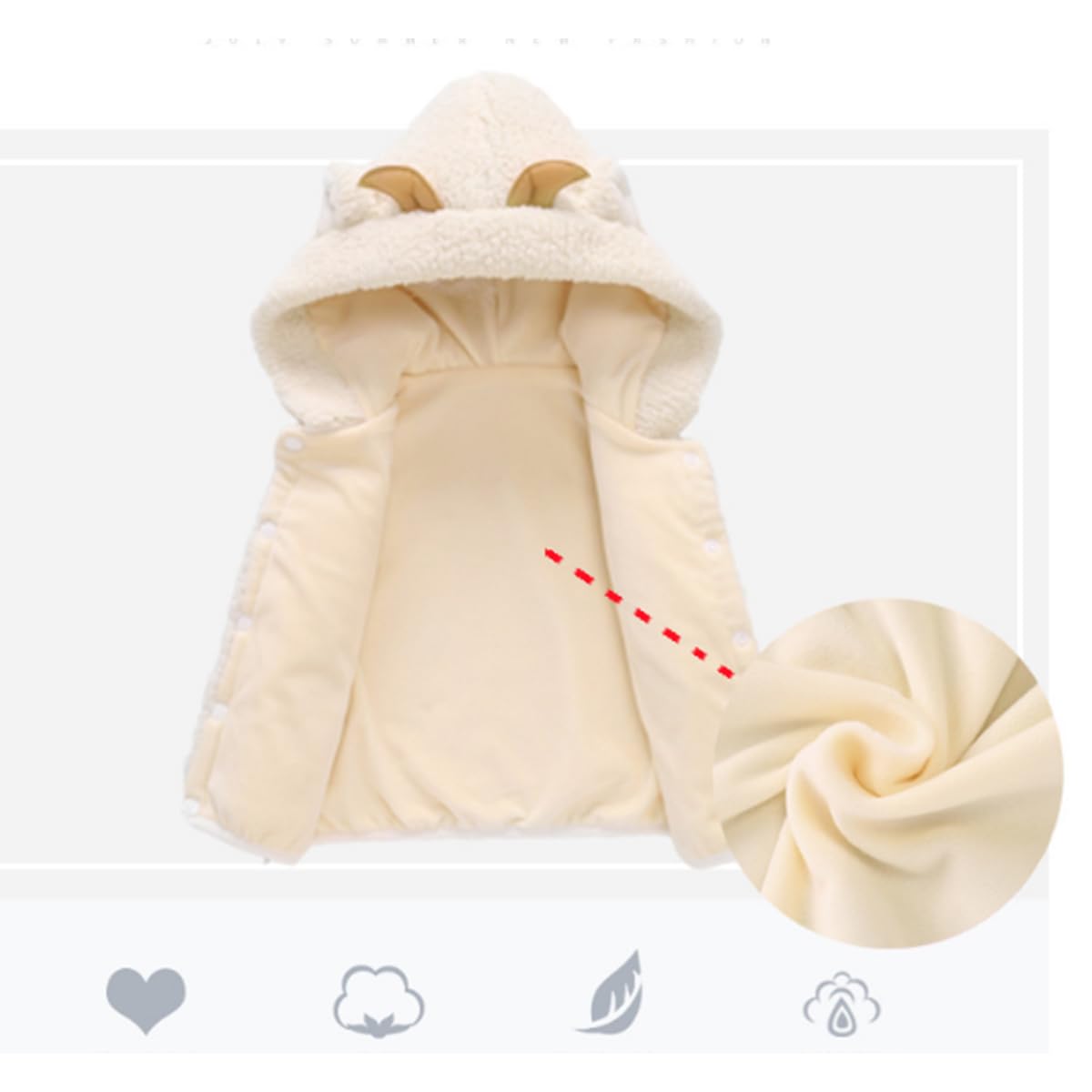 Bébé Gilet Manteau à Capuche 6/9/12/24 mois, Garçons Filles Hiver Veste sans Manche Peluche Gilet Chaud Enfant Waistcoat Vêtement Cadeau 2 3 4 5 Ans