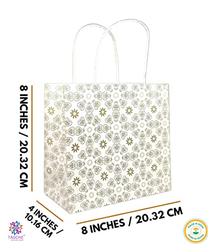 Image of TASCHE Golden Love Symboles Design Bag for Return Gift, Small Presents, Weddings, Birthday, Holiday Presents (Size 8 X 8 X 4 Inch | Pack of 30)