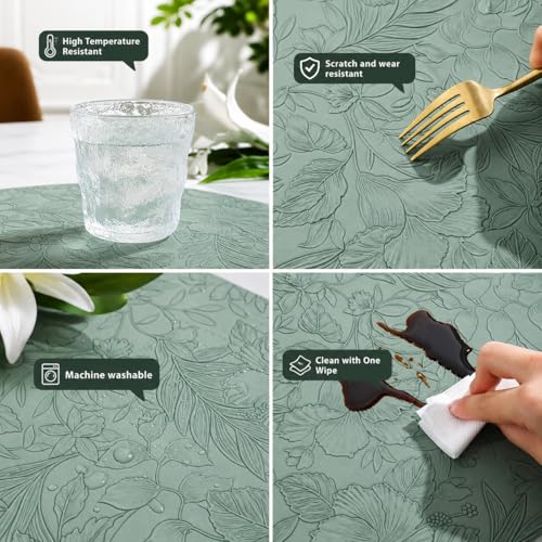 Image of Yelona Premium Faux Leather Placemat Set of 6 | Printed Floral Design, Waterproof & Heat Resistant Table Mat | Non-Slip, Washable for Dining, Kitchen & Home Decor (Green, 43 x 30 cm)