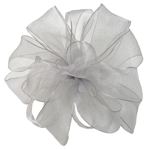 Offray Wired Edge Encore Sheer Craft Ribbon, 1-1/2-Inch Wide by 25-Yard Spool, Silver