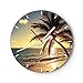 Produktbild ARTTOR Wanduhr - Rund - Glasuhr - Wolke exotischer Palm- Landschaft - 30x30cm - Schleichendes Uhrwerk - Lautlos - zum Aufhängen bereit - Dekoration Modern - Wanddekoration aus Glas - C3AR30x30-3180