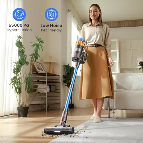 Image of Cordless Vacuum Cleaner, 650W 55KPA 70Mins Vacuum Cleaners for Home, Self-Standing Cordless Stick Vacuum with Anti-Tangle, Lightweight Wireless Vacuum for Hardwood Floor /Carpet /Pet Hair