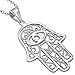 925 Sterling Silver Large Filigree Womens Evil Eye Hamsa Love Heart Pendant Necklace