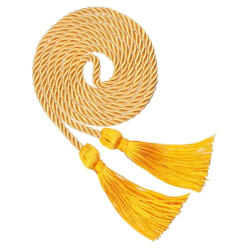 GHGMAO Gold Graduation Cord Graduation Honor Cords for Class of 2026 Rayon Braided Grad Cord with Tassels 68 Long Polyester Yarn Honor Ropes for Bachelor Master Doctoral