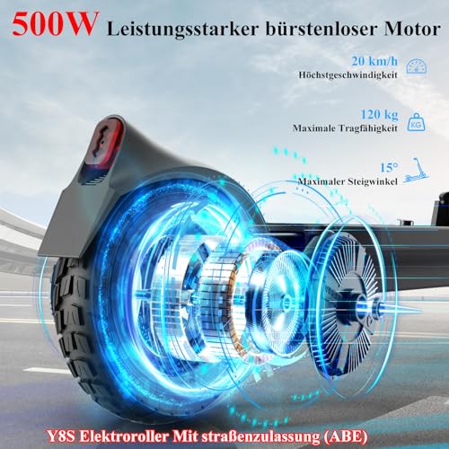 JOYOR E Scooter mit Straßenzulassung Y8-S, 48V26Ah Elektro ScooterReichweite 75-100km, Faltbarer e Roller,Doppelte Stoßdämpfer vorn und hinten, mit 10" Offroad-Reifen
