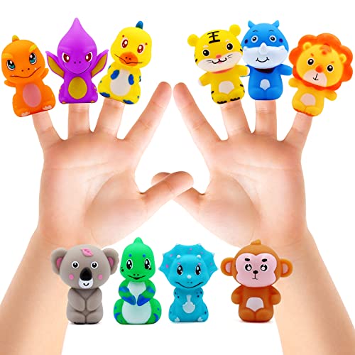 Kakaluote Finger Puppets for Kids, Tiny Hands Toys, Colorful Rubber Finger Puppets, Bath Finger Puppets, Party Favors for Kids, Goodie Bag Fillers, Character Storytelling Puppet Toy for Teaching Show