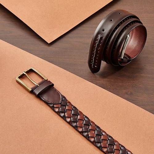 Image of Symbol Premium Men's Genuine Leather Braided Casual Brown Belt
