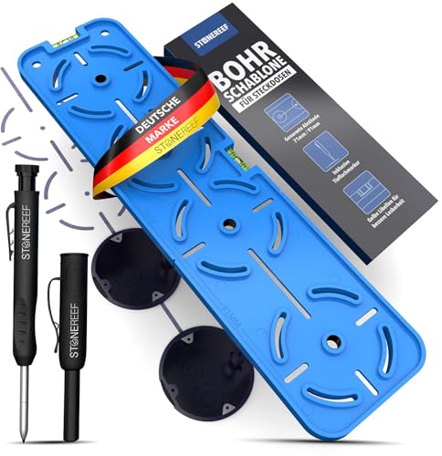 STONE REEF Bohrschablone für Steckdosen [inkl. Tieflochmarker] Perfekt...