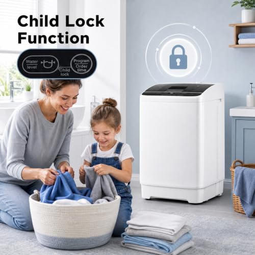 COSTWAY 7.7LBS Portable Washing Machine, Full-Automatic w/Drain Pump, White - Image 3