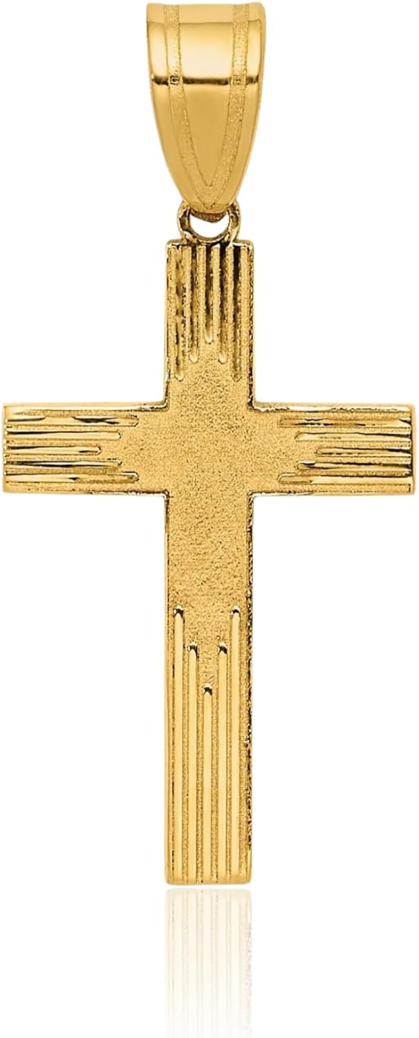 IceCarats 14K Solid Yellow Gold Large Cross Pendant Necklace 29.4mm 1.2 inch Polished, Latin For Her For Him