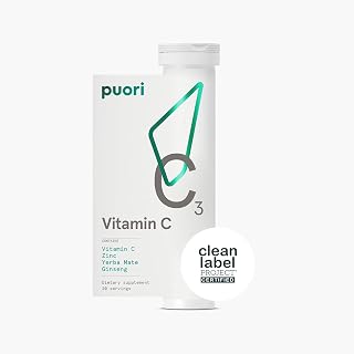 Puori C3 Vitamin C Supplement for Immune and Antioxidant Support - 20 Servings x 2 Packs - Vitamin C, Zinc, Yerba Mate, Ginseng Helps Fight Fatigue and Supports Cognitive Function