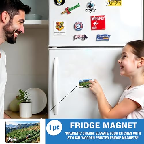 Image of Elegant Fridge Magnet with Themes |Rectangular Size Refrigerator Magnet with Magnetic Rubber Back | Pack of 1, 8.6cm X 5.4cm (Kerala Design 2)