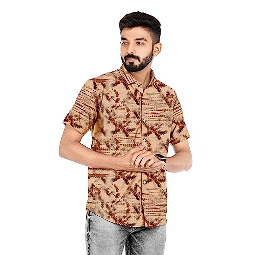 Image of Venisa Men's Cotton Blended Printed Casual Shirt