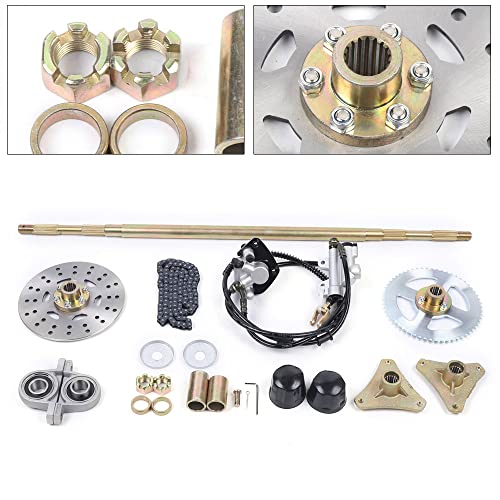 Go Kart Axle Kit 740Mm Rear Axle Shaft Kit For Go Kart Quad Trike Drift Bikes, With Brake Assembly + Pair Of Pillow Blocks + T8F Chain (Us Stock) #TOP2