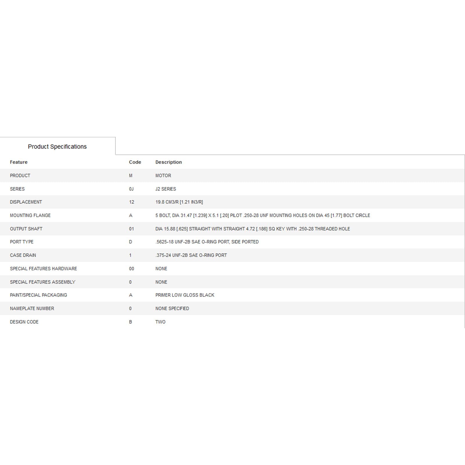 shsiyayh 129-0019-002 1290019002 129-0019 1290019 Hydraulic Motor 19.8 CM3/R [1.21 IN3/R] for Char-Lynn J2 Series