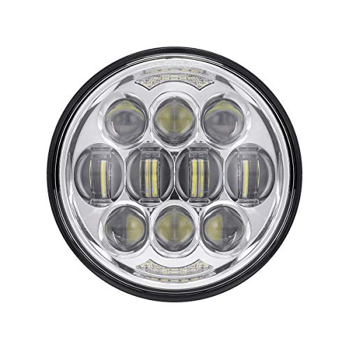 Cowone 80W 5-3/4 5.75 Led Headlights Compatible With Sportster 883 Triple Low Rider Wide Glide Motorcycle Headlamp Projector Driving Light - Chrome #TOP6