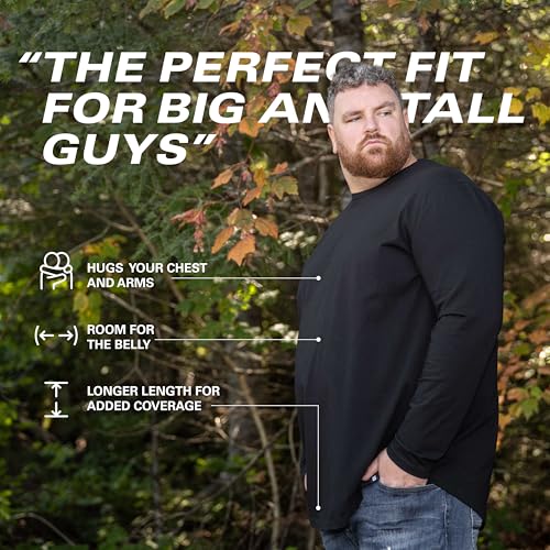 STRONGSIZE Men's Big and Tall Long Sleeve Shirts – Longer Length Long Sleeve Crewneck T-Shirt4