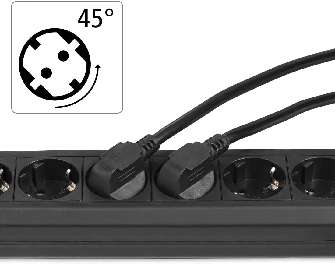 Hama Power strip 5-way (multiple power strip 1.4 m, incl. switch, increased touch protection, sockets rotated 45 degrees, power strip GS tested) black