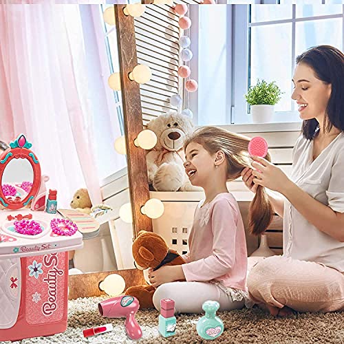 Image of Famous Quality Stylish Beauty Set for Kids Girls, Make Up Suitcase Kit with Makeup Accessories for Kids (Pink)