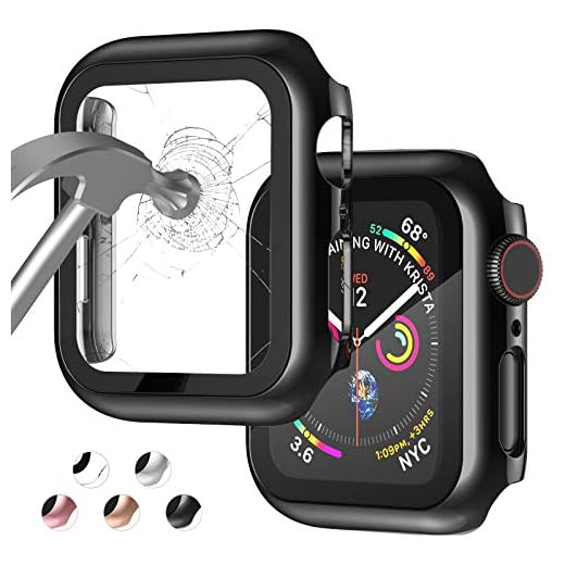 Capa compatível com Apple Watch série 42 mm 3/2/1/com protetor de tela de vidro temperado integrado, capa completa ultrafina para Apple Watch