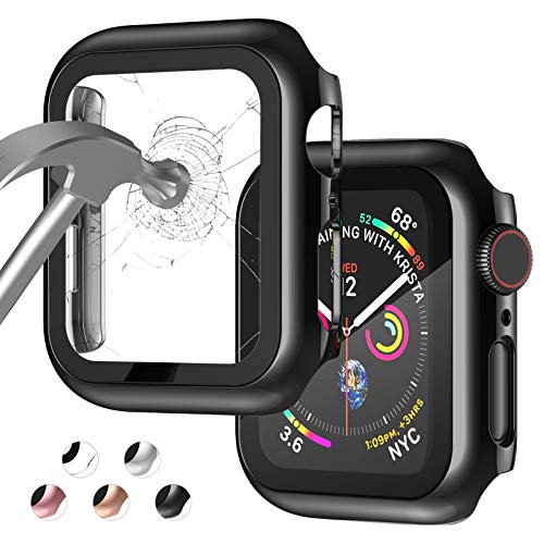 Image of Case Compatible with Apple Watch 44MM Series 6 /5 /4 /SE with Built-in Tempered Glass Screen Protector, All-Around Ultra-Thin Bumper Full Cover Hard PC Protective Case for iWatch