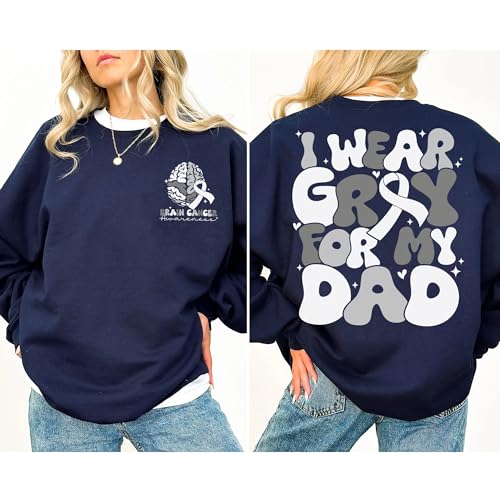 I Wear Gray for My Dad Sweatshirt - Brain Cancer Awareness Fathers Day Crewneck4