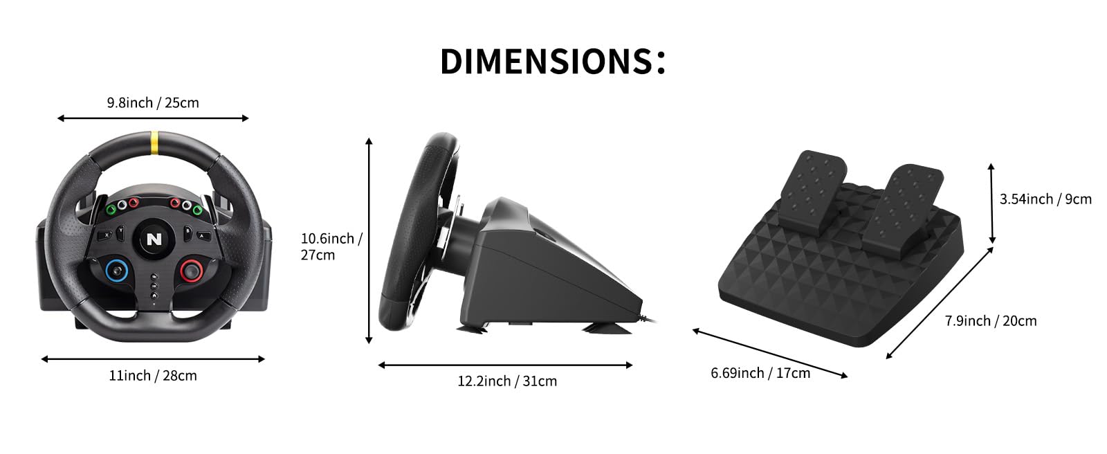 NITHO Drive Pro ONE V24 Volante da Corsa con Pedali 270° per PC, PS4, Xbox One, Xbox Series X|S, Switch Simulatore di Guida