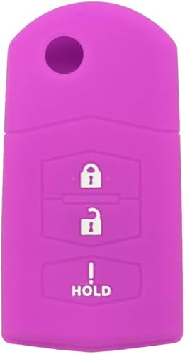 SEGADEN Funda protectora de silicona compatible con Mazda 3 botones Flip Remote Key Fob CV2532 púrpura