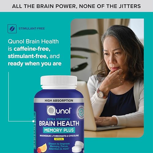 Qunol Brain Health Memory Plus Chewable Tablet with B6, Magnesium L-Threonate & Citicoline, Clinically Tested Ingredients to Improve Memory, Focus, Attention and Productivity, 60 Count - Image 5