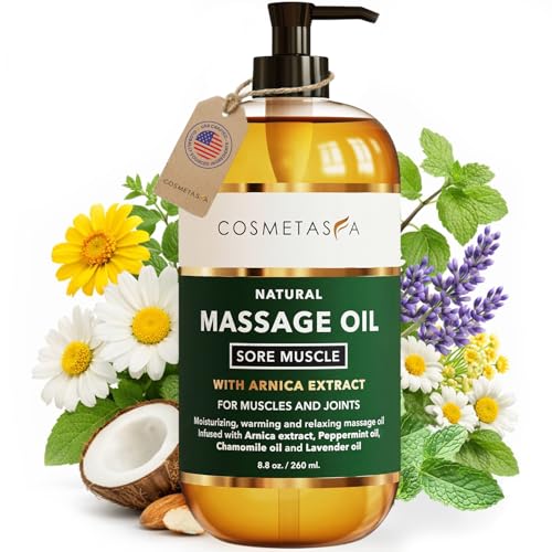 Image of Cosmetasa Sore Muscle Massage Oil - 8.8 oz, Soothes Muscle and Joint with Arnica Extract, Peppermint, Chamomile, and Lavender Oil (8.8 oz, Sore Muscle)