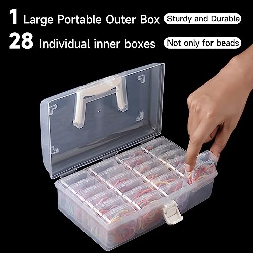 Image of Douorgan Small Bead Storage Containers 28 Pieces Plastic Storage Organizers Portable Art Storage Case Transparent Boxes Jewelry Beads Storage Box(1 Pack)
