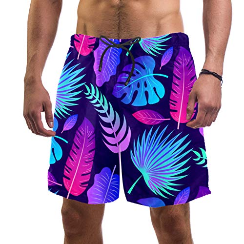 Short de bain Tropical Summer Leaves homme multicolore grand taille avec slip filet