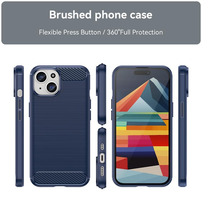 Image of Hybrid Carbon Fiber Back Case for iPhone 15 Plus (Blue)