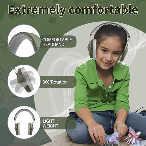 Kids-Noise-Canceling-Headphones-SNR-28dB-Safety-Noise-Reduction-Earmuffs-for-Autism-Sensory-Toddlers-Children-Flying-TravelConcertsFireworksShootingGreen