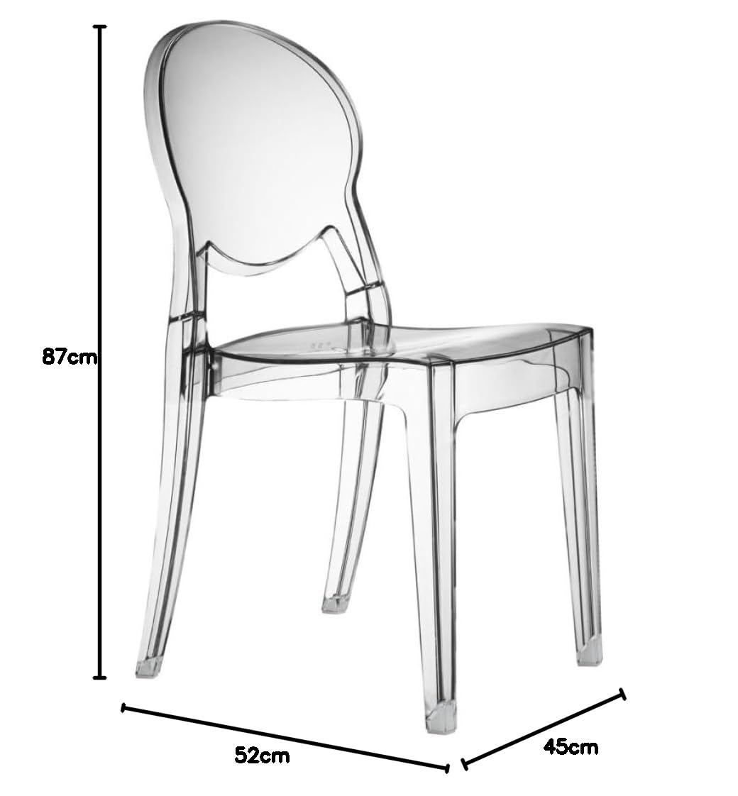 Chaise transparente aquasalée Eurosedia en polycarbonate recyclable, adaptée pour l'intérieur et l'extérieur, empilable, certifiée Catas