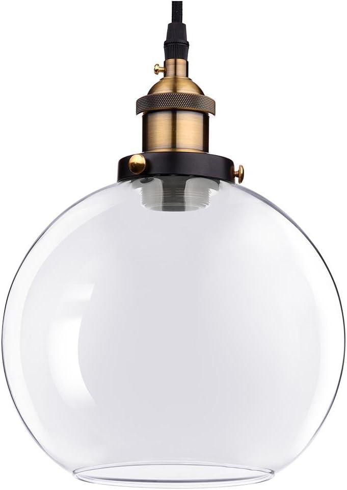 Vintage 7.9" Glass Ball Ceiling Pendant Light Chandelier Edison