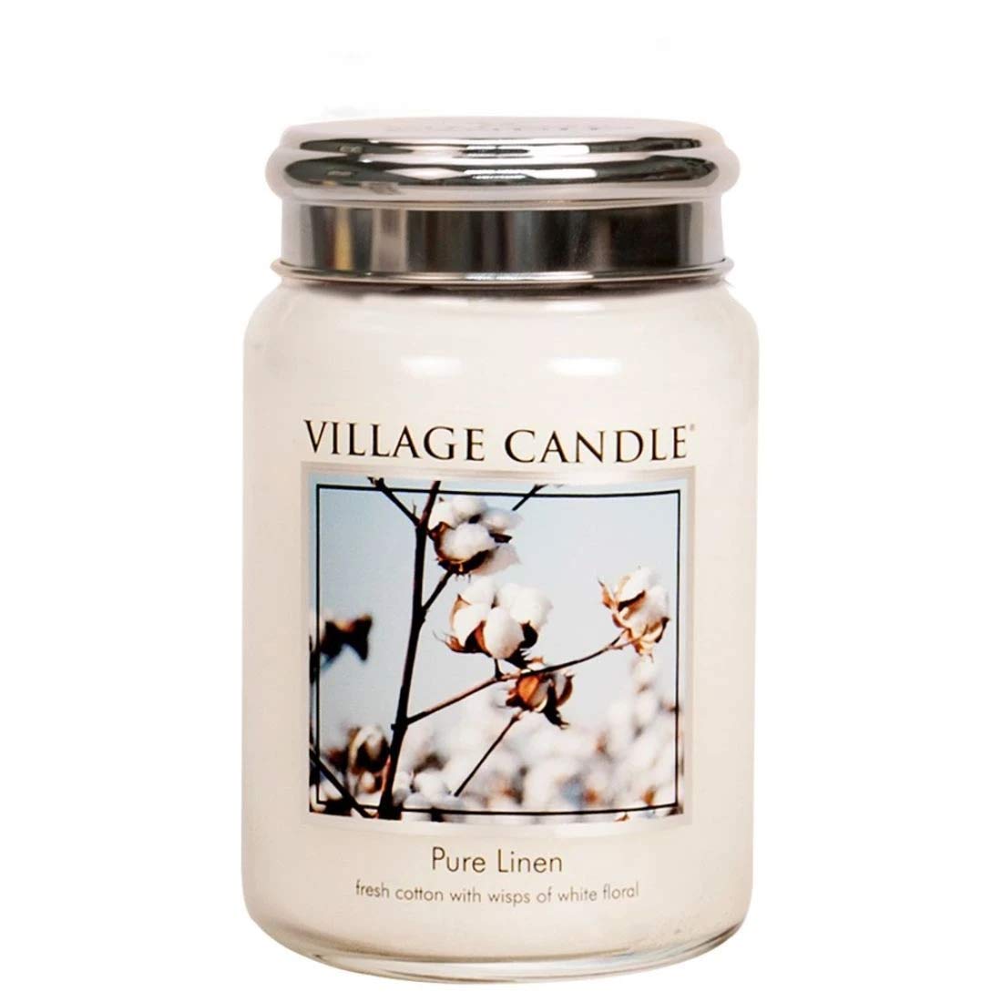 Village Candle Pure Linen Duftkerze im Glas, groß, 740 g