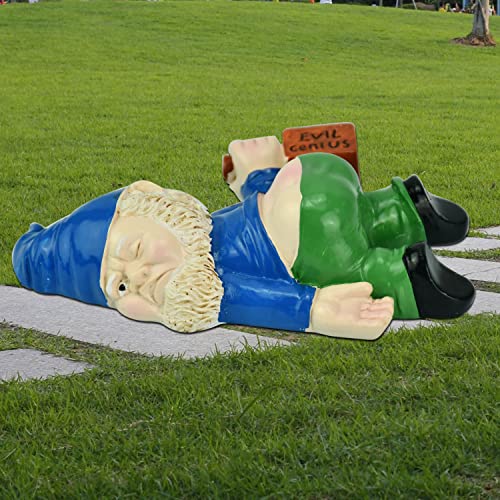 15cm Kreativer Betrunkener Gartenzwerge Für Auben, Gnomen-Gartenstatue, Harz-Gartenzwerg-Handwerk, Gartendekoration, lustige Harz-Gartenstatue (Blau) Cover